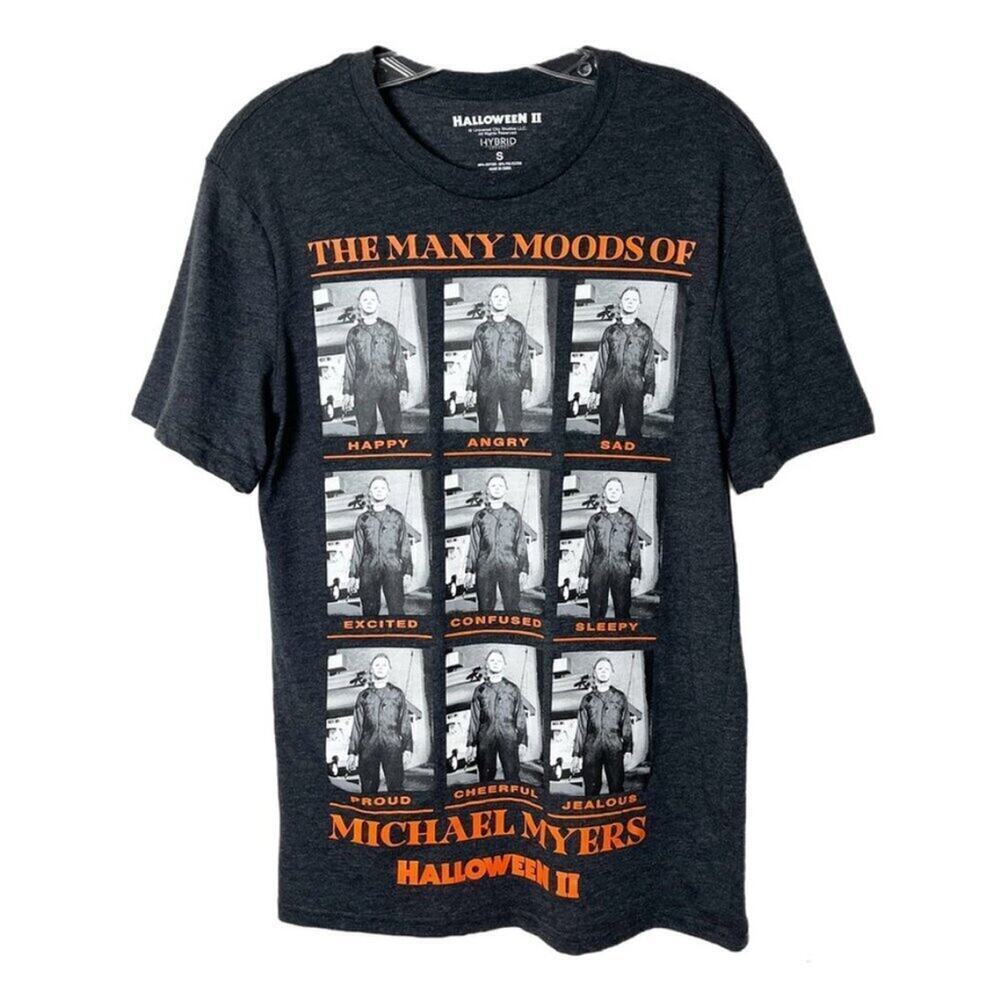 Halloween II Men Graphic T-Shirt S Michael Myers Mood Charcoal Gray Short Sleeve - Picture 2 of 6